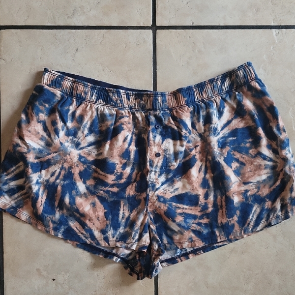 Set of Two Womens Boxer Sleep Shorts - Plaid and Tie-Dye - Picture 2 of 7